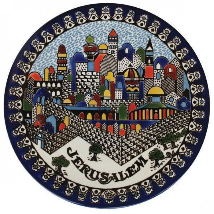 Armenian Ceramic Plate with Ancient Jerusalem Motif