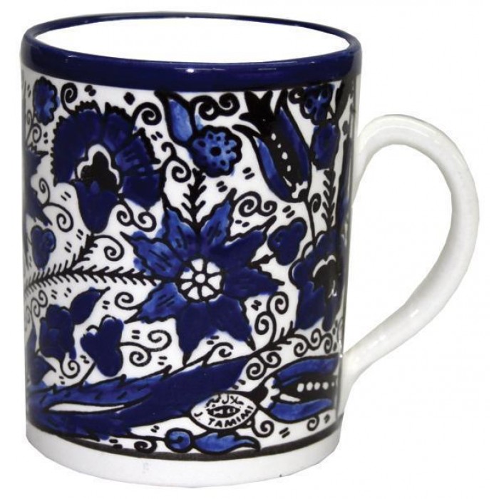 Armenian Ceramic Mug with Floral Scilla Armenia Motif in Blue