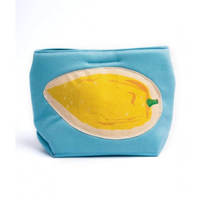 Etrog Holder in Light Blue and Yellow with Velcro Close