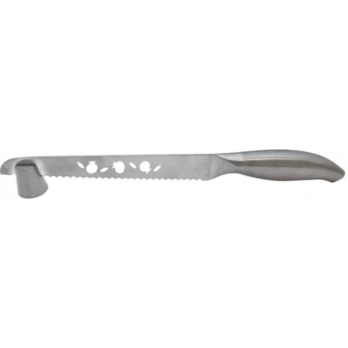 Stainless Steel Challah Knife & Stand with Cutout Pomegranates