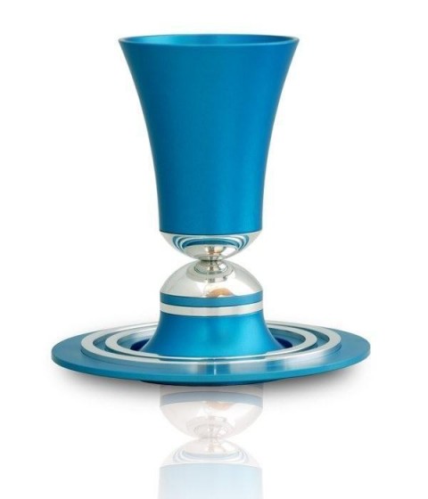 Kiddush Cup with Coaster in Colorful Anodized Aluminum by Nadav Art