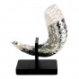 Silver and White Useable Shofar with Jerusalem Imagery