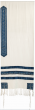 Talit blanco Yair Emanuel con Franjas Azules, Bolsa y Kipá Azul