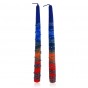 Galilee Style Candles Shabbat Candle Pair in Blue, Orange and Red