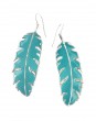 Adina Plastelina Silver Hook Earrings with Large Turquoise Feathers