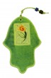 Green Ceramic Hamsa with Floral Pattern and Pink Rose