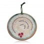 Round Ceramic Home Blessing with English and Hebrew Text and Pomegranates