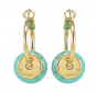 Gold Hoop Earrings with Gold & Turquoise Beads