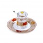 Glass Honey Dish with Painted Pomegranates and Scrolling Lines