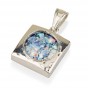 Silver Square Amulet with Roman Glass