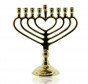 Menorah with Slender Heart-Shaped Branches in Gold