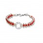 Kabbalah Bracelet with Beige String and Red Beads in 18cm